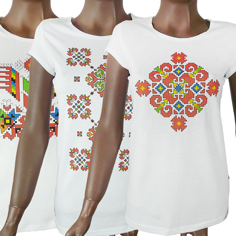 Fitted women's Folk T-shirts with folk motifs