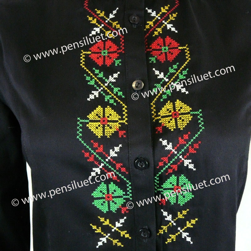 Women's blouse with embroidery 27M1 black