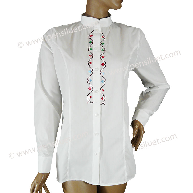Women's blouse with embroidery 14M3 long sleeves