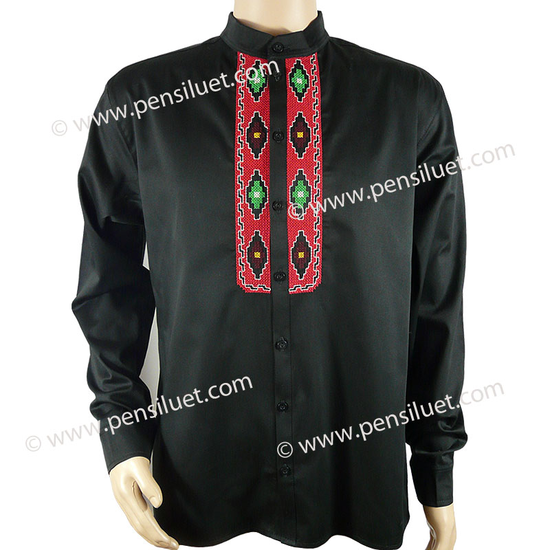 Men's shirt with embroidery 01MAC black